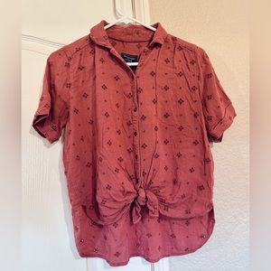 Abercrombie & Fitch Women’s short sleeve Tie-Front top